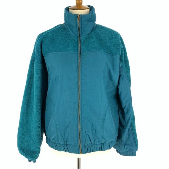Women's Small Fleece Jacket Wild Fable Zip Up Nylon SoftShell Botanical Blue NWT - Picture 5 of 9